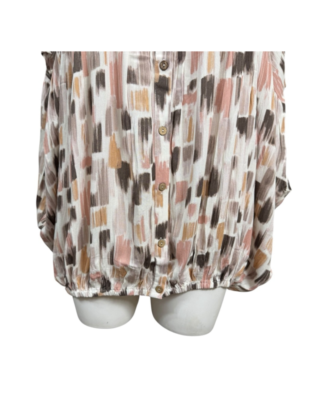 ODDI Abstract Brush Print Bubble Hem Blouse 3XL Boho Peasant Top NWT - Picture 3 of 9